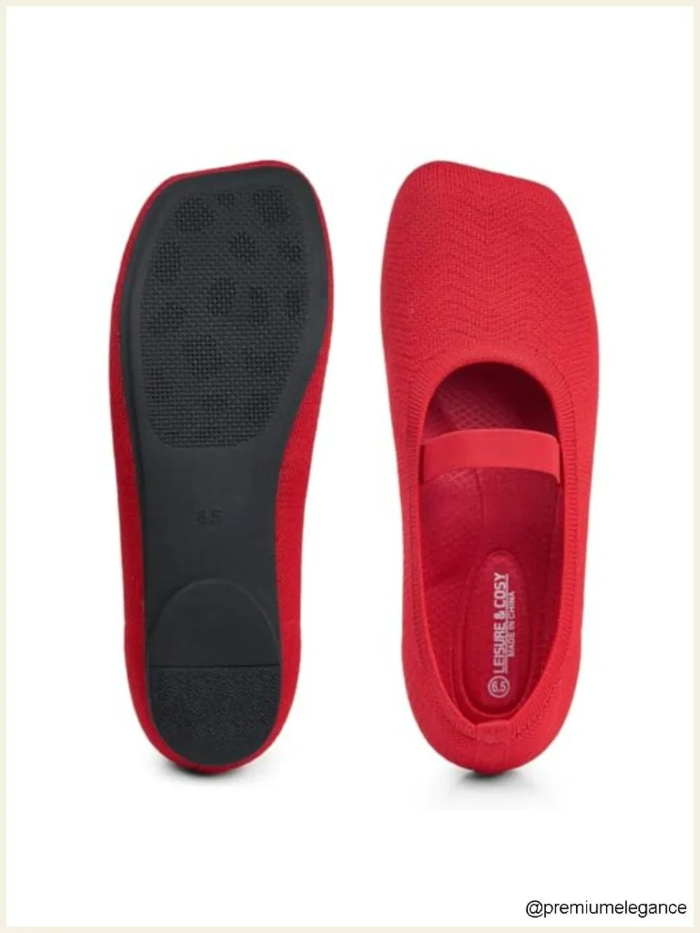 Mary Jane Ballet Flats Wide Toe Box Knit Shoes for Women Slip Resistant